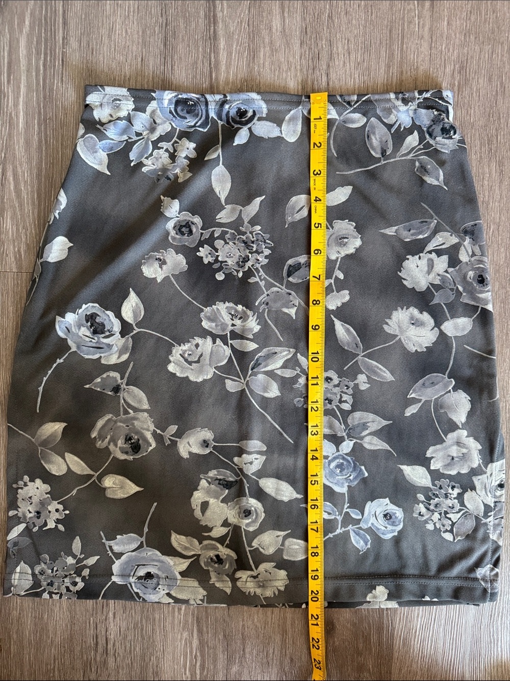 Wrapper Gray A-Line Skirt with Light Blue Floral Print - Picture 7 of 8